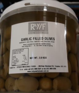 Olives Garlic Filled 2kg Bucket