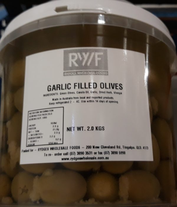 Olives Garlic Filled 2kg Bucket