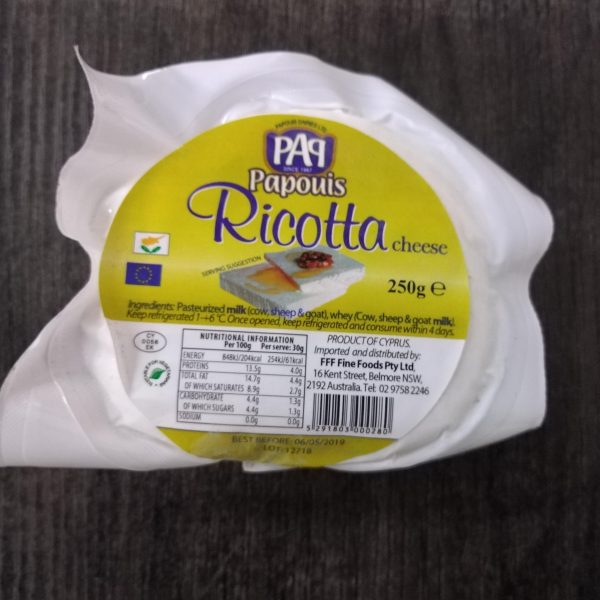 Ricotta Cheese 250g Retail